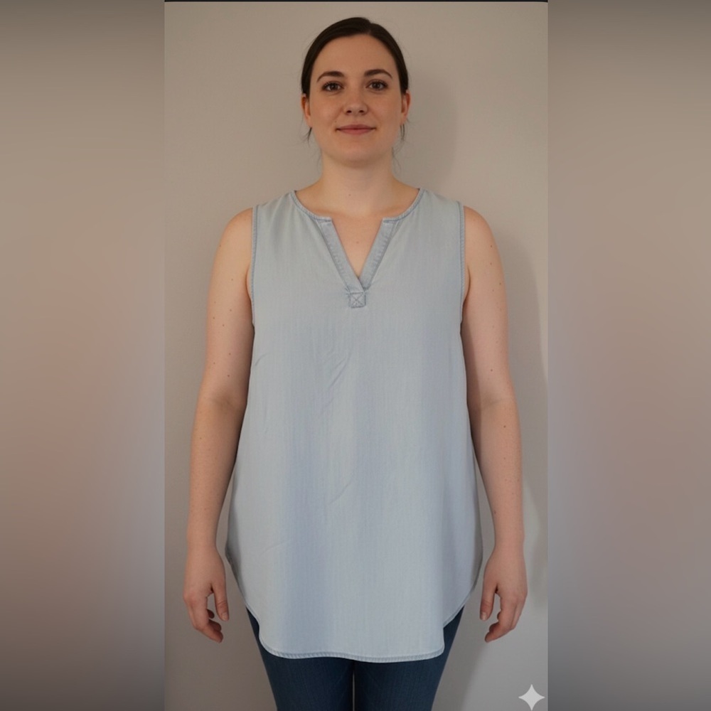 Beach Lunch Lounge Size XL Sleeveless Chambray Women's Top